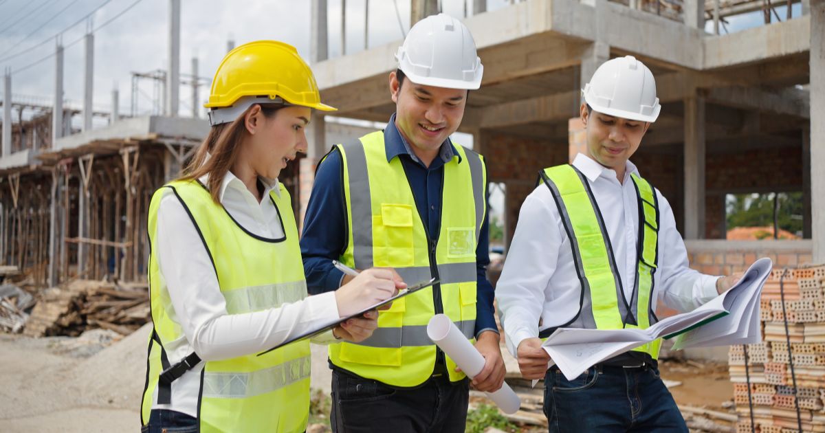 Specifiers and construction procurement teams reviewing invisible infrared heating for a modern building project