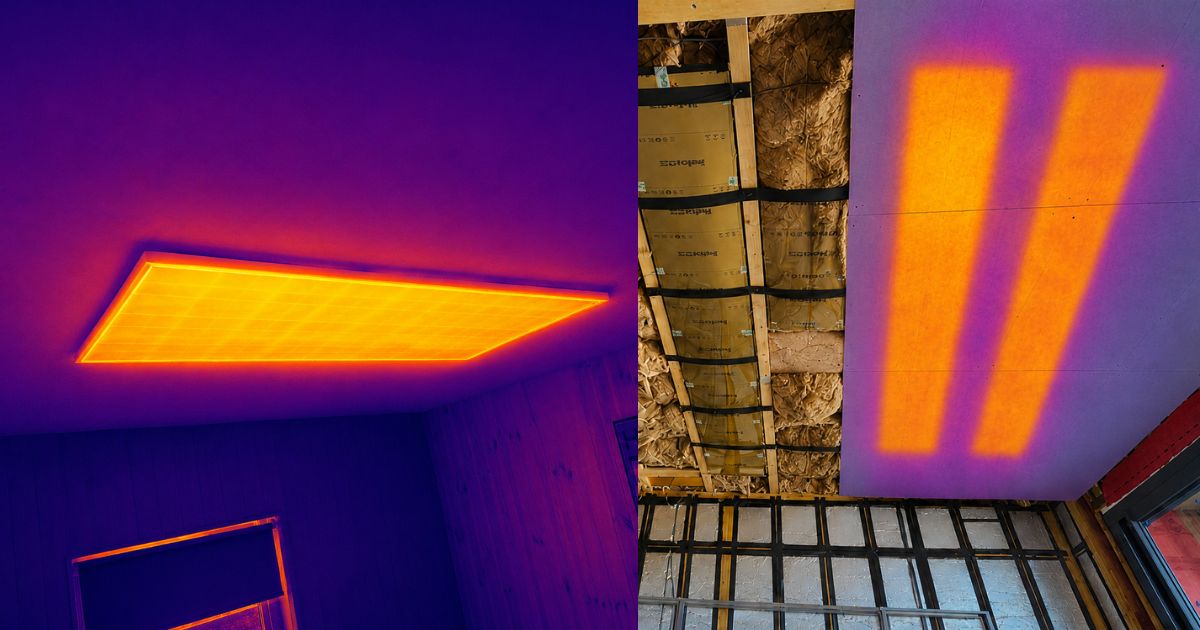 Infrared heating film compared with visible infrared panels